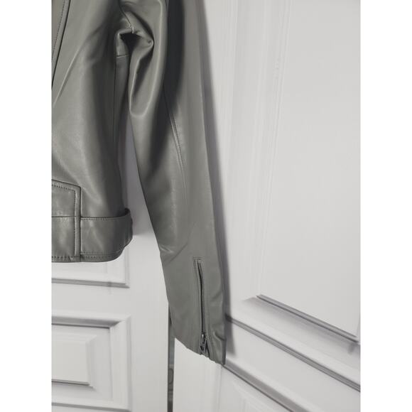 Lucky Brand Vegan Faux Leather Gray Silver Moto Jacket - NWT, Small - Picture 10 of 13